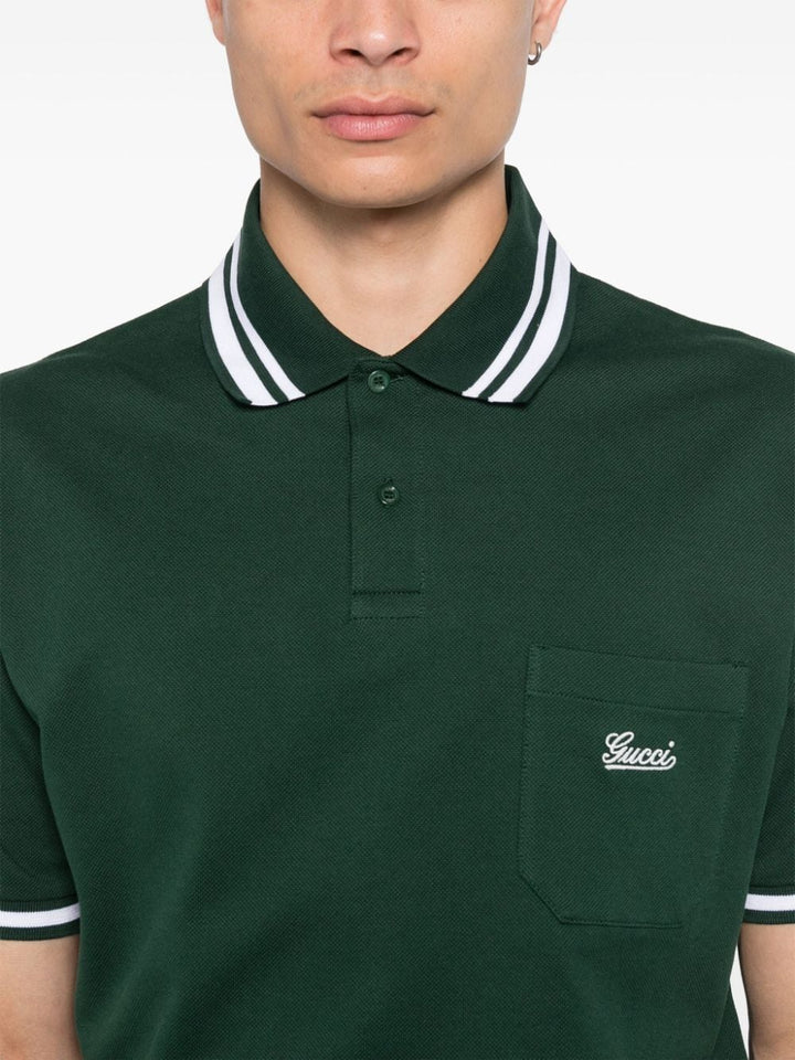 Gucci playera tipo polo de piqué con logo bordado